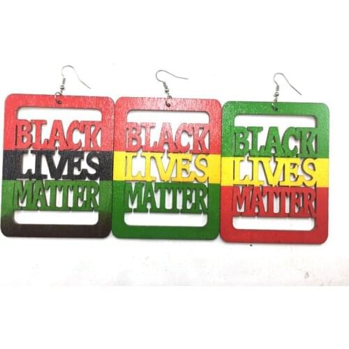 Free Shipping! Black Lives Matter Printing Wooden Earrrings can mixed 3 colors