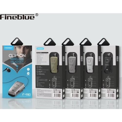 Fineblue F980 Wireless Bluetooth Earphone Wear Clip Driver Stereo sport Earbuds business Headset with Mic Calls Remind Vibration