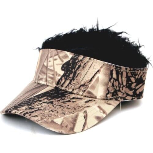 Leaf Printed Adult Summer Baseball Cap With Fake Camoufla Hair Wig Visor Protection Hat Beach Hats For Women панама женская