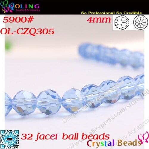 Bead,200pcs/Lot LT Blue Crystal Glass Faceted Football Beads 4mm Crystal Round Bead For DIY Jewelry Findings