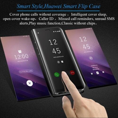 Case For Huawei P20 P10 P9 Plus Case Smart Flip Stand Mirror Clear View Leather Cover For Huawei Mate 10 Pro 8 9Pro Honor 9 Lite