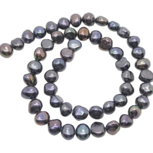 6mm-7mm Black Baroque Pearl Loose Beads Gem Stone 15" Long Strand Freeform
