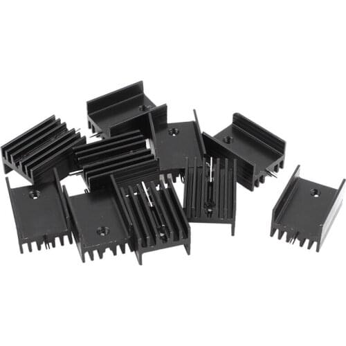 10 Pcs 21x15x11mm Black Aluminum Heat Sink for TO-220 Mosfet Transistors