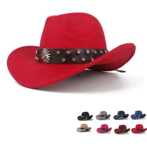 2019 Retro Child Kids Wool Hollow Western Cowboy Hat Roll-up Brim boy girl Outblack Sombrero Hombre Felt Cap Size 52-54