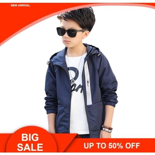 Children Outerwear Kids Sporty Solid color Jackets Double-deck Waterproof Windproof Boys Jackets For 5-15 Years Old