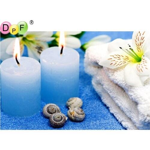 DPF diamond embroidery blue candle diamond painting cross stitch needle diamond mosaic full square rhinestone home decoration
