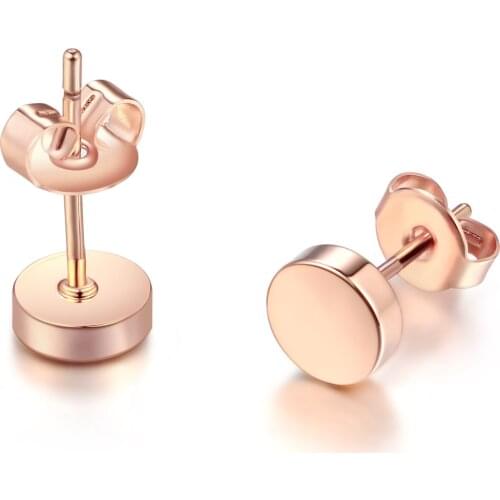 Double Fair Concise Round Stud Earrings Rose/White/Gold-Color Fashion Party Jewelry For Women Earrings HotSale DFE573