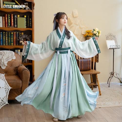 Chinese Style Elegant Hanfu Ancient Princess Cosplay Costume Exquisite Embroidery Flower Dance Wear Lady Suit