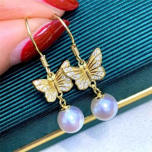 Butterfly Style Earrings Mountings Findings Settings Jewelry Parts Fittings Accessories for Pearls Coral Agate Jade Beads Stones