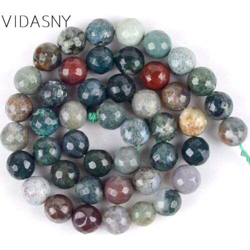 Natural Stone Faceted India Agates Onyx Round Loose Beads For Jewelry Making 4mm-12mm Spacer Beads Diy Bracelet 15'' Wholesale