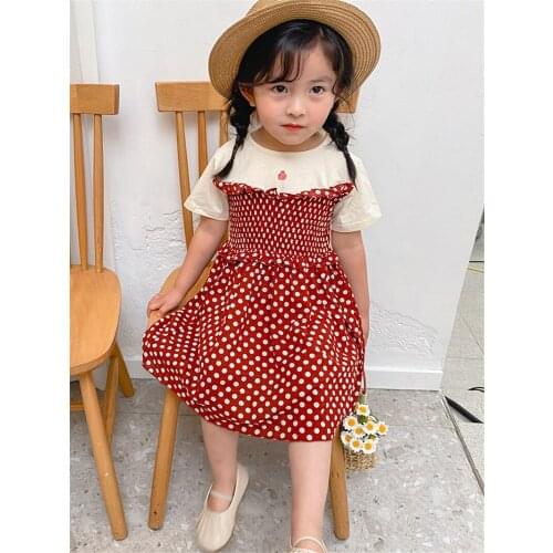 Summer Baby Girls Dress Casual Polka Dot Printed Short-sleeved Princess Dress For Girl Kids Clothing 1 2 3 4 5 6 Y Girl Dress