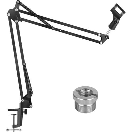 Microphone Arm,Upgraded Mic Arm Microphone Stand Boom Suspension Stand with 3/8" to 5/8" Screw Adapter Clipfor Blue YetiSnowball