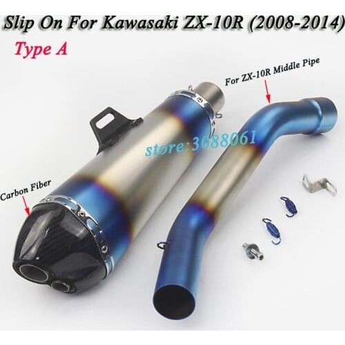 Modified Slip On For ZX10R Motorcycle Exhaust Link Pipe Middle Connect Tube Motorbike Carbon Fiber Muffler For Kawasaki ZX-10R