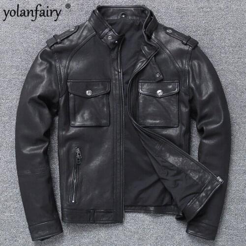 Mens Leather Jacket Genuine Sheepskin Coat Spring Autumn Motorcycle Real Leather Jacket Men Clothes 2020 Vintage 816 KJ4903