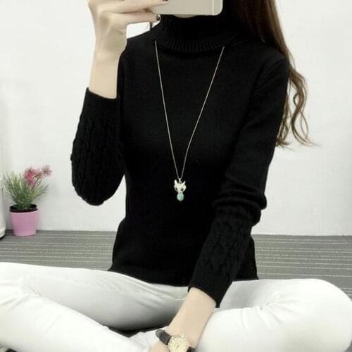 2021 New Autumn Winter Women Knitted Sweaters Pullovers Turtleneck Long Sleeve Solid Color Slim Elastic Sweater Women
