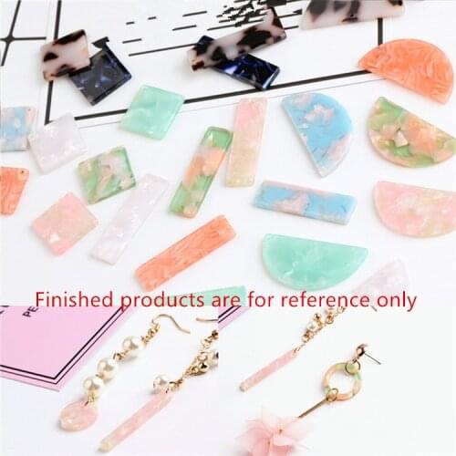 New 30pcs/lot colorful geometry cartoon square/semicircle/rectangle shape acrylic fashion charms diy jewelry earring pendants