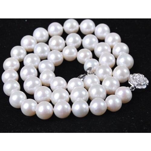 New fashion charming 8-9MM Natural White Cultured Pearl Nearround chain strand necklace for women elegant gifts jewelry 18" BV46