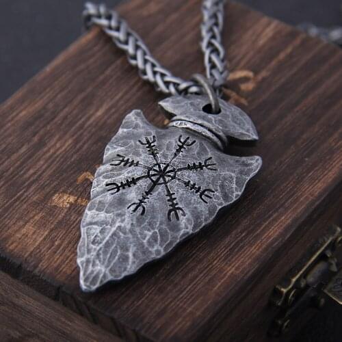 Retro triangle shield compass rune hammer necklace European and American summer popular new style