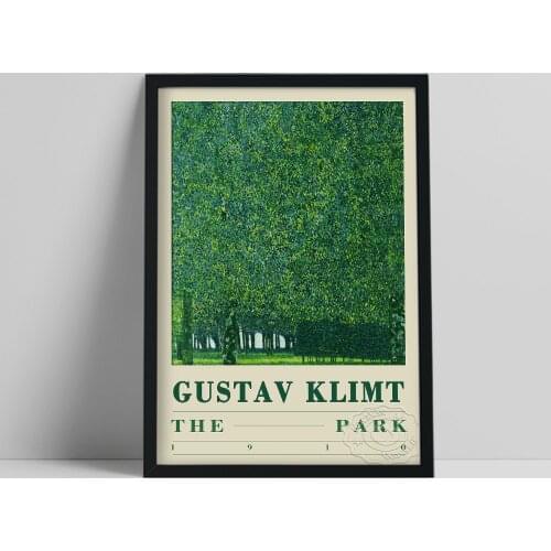 Gustav Klimt Exhibition Poster, Klimt The Park Oil Painting, Green Tree Landscape Prints Art, Vintage Park Scenery Wall Picture