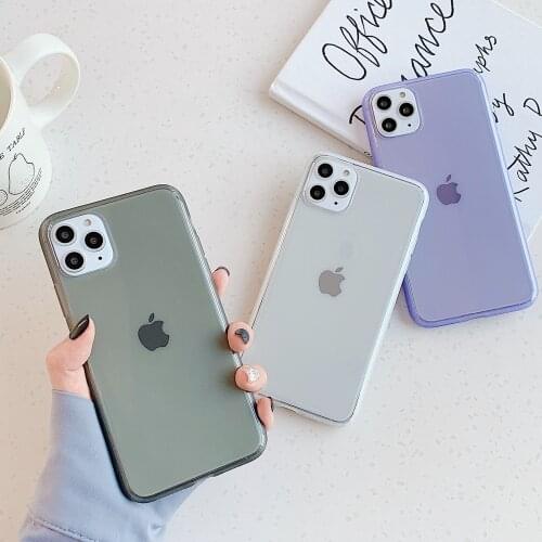 Transparent Pink Shockproof Phone Case For iPhone 12 11 Pro Max XR XS Max 6S 7 8 Plus SE Thick TPU Full Body Soft TPU Back Cover