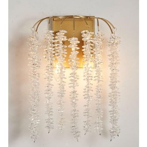 Luxury Living Room Crystal Wall Lights Modern Scone AC110V 220V Lustre Cristal Bedside Lamp