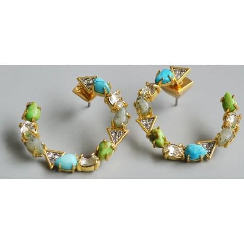 New Bohemian Natural Stone Stud Earrings for Women Wedding Party Brand Design Ins Trendy Stone Earrings Gifts