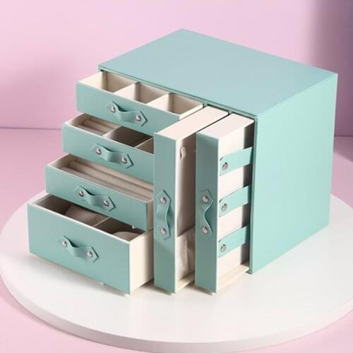 VoltaBox 2021 New Large Capacity Multi-layer Drawer Jewelry Box Simple Fashion PU Leather Desktop Watch Storage Box Earring box