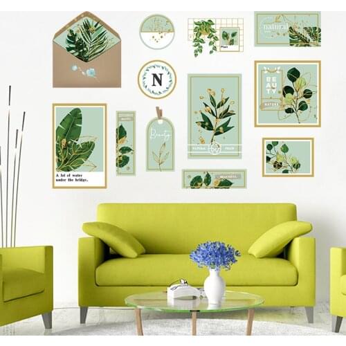 Fresh Green Plant Wall Stickers Home Decor Living Room 3d Art Wallpaper Modern Bedroom Decor Decals for Furniture