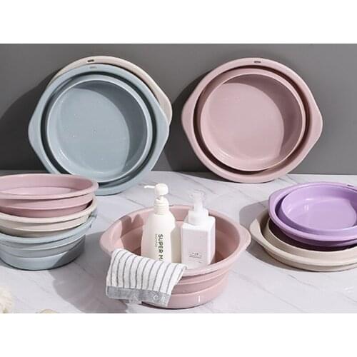 Portable Folding Washbasin Household Plastic Laundry Tub Travel Thickened Wash Fruit Vegetable Face Foot Bathroom Accessories