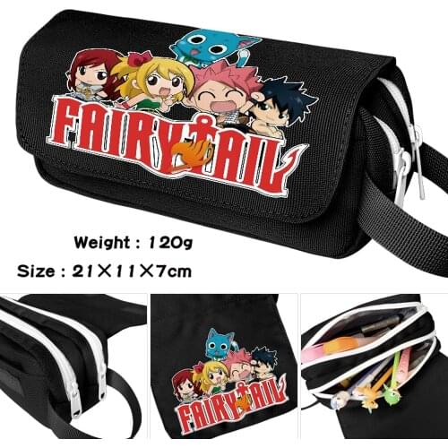 Anime Fairy Tail Cartoon Student Waterproof Pencil Case Casual Zipper Cosmetic Bag MakeUp Bag Pen Bag Boy Girl Stationery