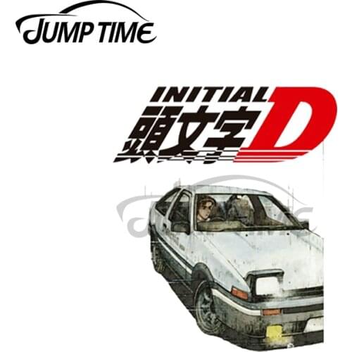 Jump Time 13 x 6.6cm For Initial D Takumi Fujiwara Drift Sketch Car Decal Car Stickers Vinyl Material Waterproof For JDM SUV RV
