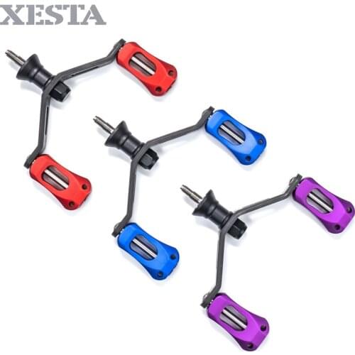XESTA Fishing Reels handle fit for daiwa reels Double Alloy Knob Carbon Fiber rod Stainless Steel Shaft Reel Fishing Accessories