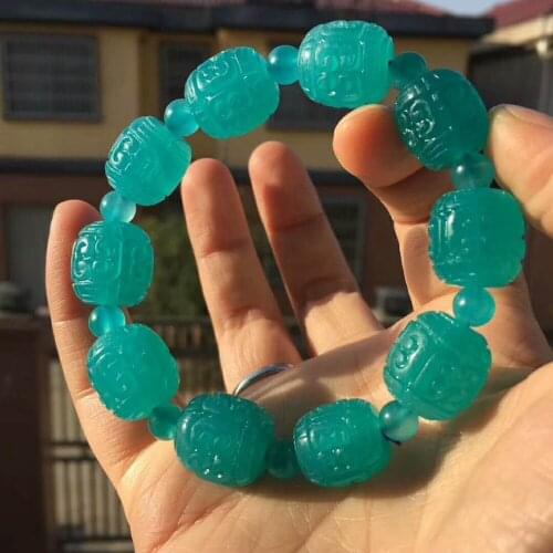 Genuine Natural Ice Amazonite Mozambique Gems Barrel Shape Beads Women Bracelet 16mm AAAA