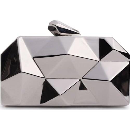 Women Clutches Fashion Geometric Evening Bags Metal Handbag Purse For Wedding Parties