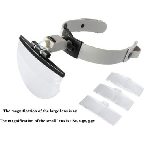 2X 3.5X 4.5X 5.5X Multi Magnification Head Magnifier with Light 1 LED 4 Magnifying Lens