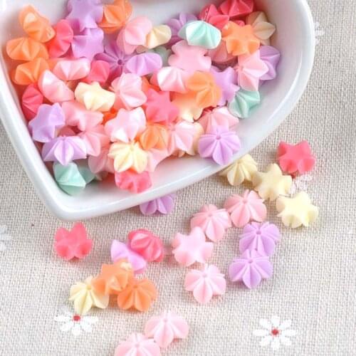 50PCS candy color flower Resin beads Scrapbook Craft 11mm DIY buttons phone decor Headwear accessories No Hole CP1861