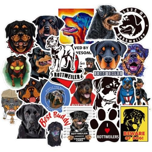 50PCS Pack Animal Dog Rottweiler Stickers to DIY Motorcycle Car Helmet Guitar Laptop Skateboard Suitcase Cool Sticker