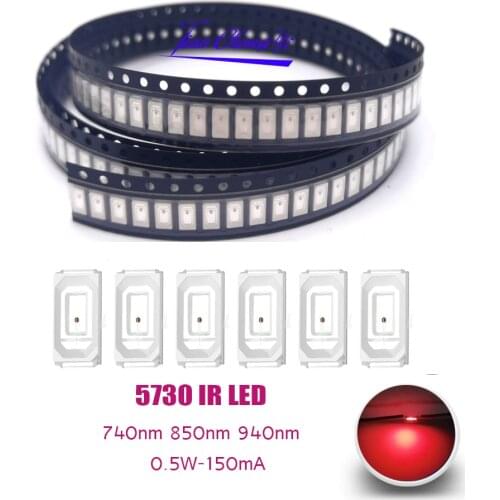 5630/5730 SMD Chip Infrared LED lamps 0.5W IR 740nm 850nm 940nm LED Emitting Diode