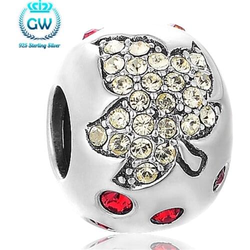 925 Sterling Silver Leaf Ball Charms With Green Stone Bracelet Travel Charms For Bracelet Charms GW Brand Jewelry X371