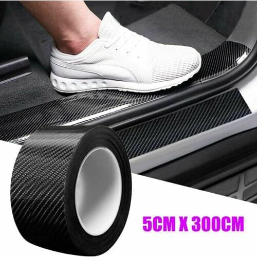 1pc 3D Carbon Fiber Car Stickers 5CM*3M Door Edge Protector Threshold Stickers Door Sill Protector Scuff Plate Trim Accessories