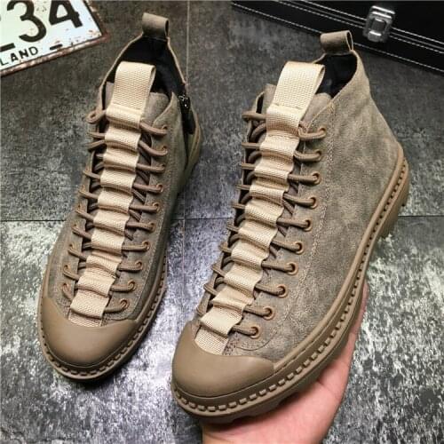 Martin boots high-top mens shoes net red the same thick bottom plus velvet warm casual wear-resistant breathable short boots