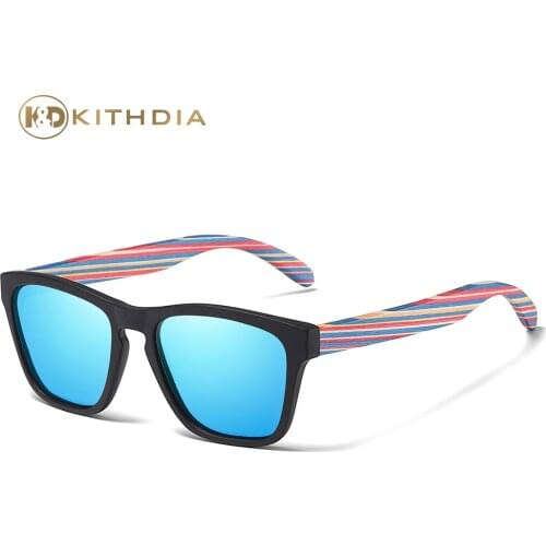 Kithdia Brand 100% Natural Wooden Temples With Black Frame Sunglasses Women Man Polarized Steampunk Sun Glasses Dropshipping OEM