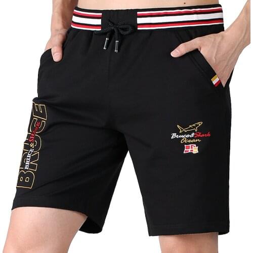 Bruce&Shark Summer Men Sports Shorts Cotton Strech Straight leg Men Short pants Training Excersize Casual Shorts 3XL Best qualit