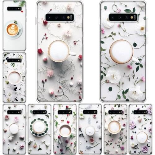 White Coffee Fruit Flower Phone Case For Samsung Galaxy Note 20 10 9 8 S8 S9 S10 S10E S20 S21 Ultra J4 J6 Plus Lite Cover