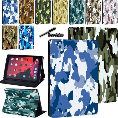 For Apple IPad 2/3/4 /IPad 5/6/7/8th / Mini 1/2/3/4/5 PU Leather Stand Folio Cover - Ultra-thin Camouflage Pattern Tablet Case