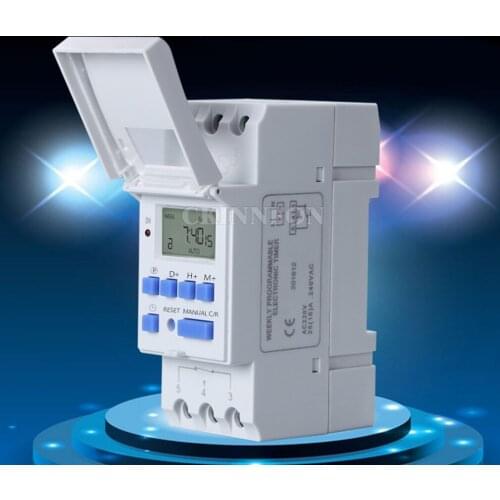 DHL 100PCS White Panel Mounted Digital LCD Programmable Electronic Timer Switch THC 15A 110V/220V