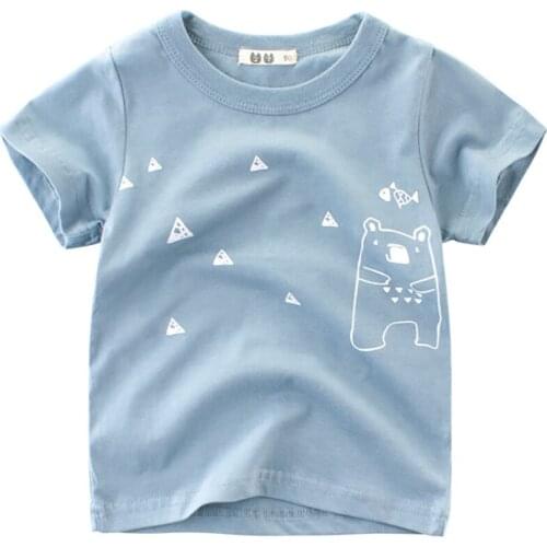 Boys T-Shirts Cute Fun Cartoon Bear Girls Blouse Summer Tops Kids Clothes Children Cotton Tshirts Baby Short Sleeve T Shirt 2018