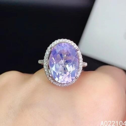 KJJEAXCMY fine jewelry 925 sterling silver inlaid natural lavender Amethyst women luxury classic oval large gem ring support det