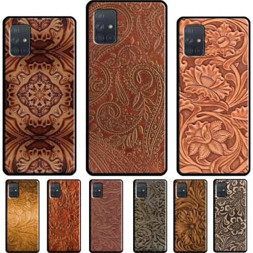 Brown Hand Tooled Western Case For Samsung A51 A71 A31 A41 A11 A40 A50 A70 A72 A52 A42 A32 A12 A20e A21S Phone Cover