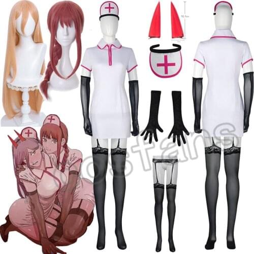 Makima Chainsaw Man Cosplay Dress Anime Sexy Power Nurse Uniform Cosplay Costume Women Carnival Halloween Party Outfits Suit